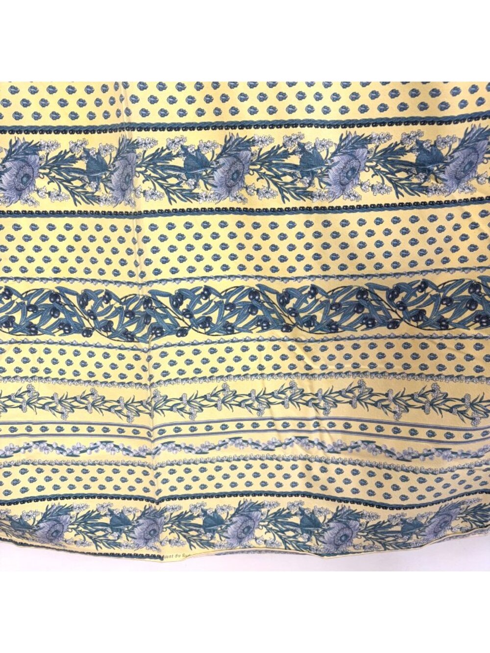 Vent Du Sud Yellow Blue Sunflower Olive Tablecloth 56 x 77 Made in France